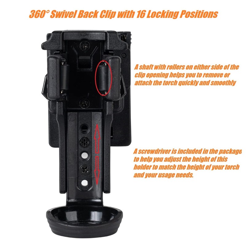 TACNEX Quick Release Flashlight Holder w/Duty Belt Clip Tactical Torch