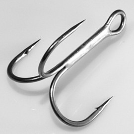 Treble Hook Round Bend Tackle, Size: (25 Pack) NS Black, 8