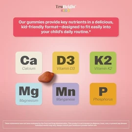 TruHeight Kids, Suplemento Dietético Multivitamínico, Sabor Fresa, 60 Gomitas, Crecimiento Óseo