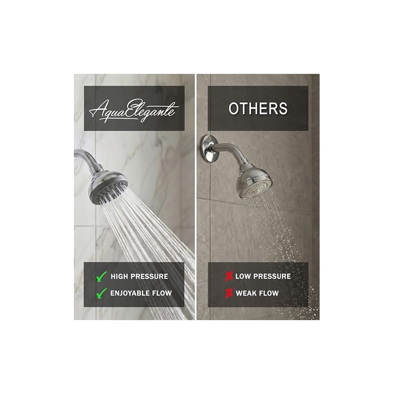 Aqua Elegante Pressure Boosting Shower Head - 3 Inch Wall