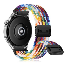 RanBluu 20 mm 22 mm Nylon Strap, Braided Replacement Strap, Elastic Watch Strap with Magnetic Clasp (20 mm, Rainbow)