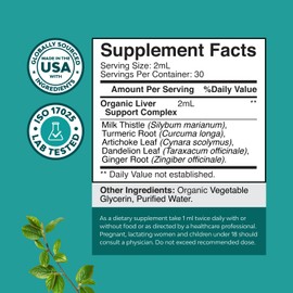 Deep Liver Cleanse, Detox & Repair with Milk Thistle Liquid Drops - Liver Detox Liquid Artichoke Extract with Dandelion Leaf, Ginger & Turmeric Curcumin for Immunity & Daily Cleanse -60 ml Bottle