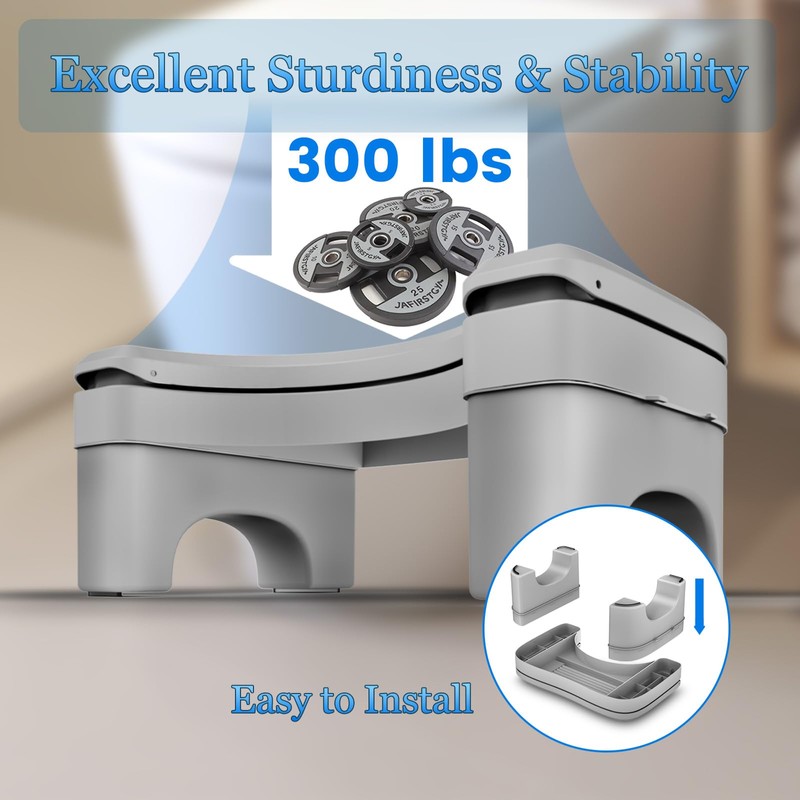 Toilet Stool Squat Adult, Height Adjustable Poop Stool for Bathroom