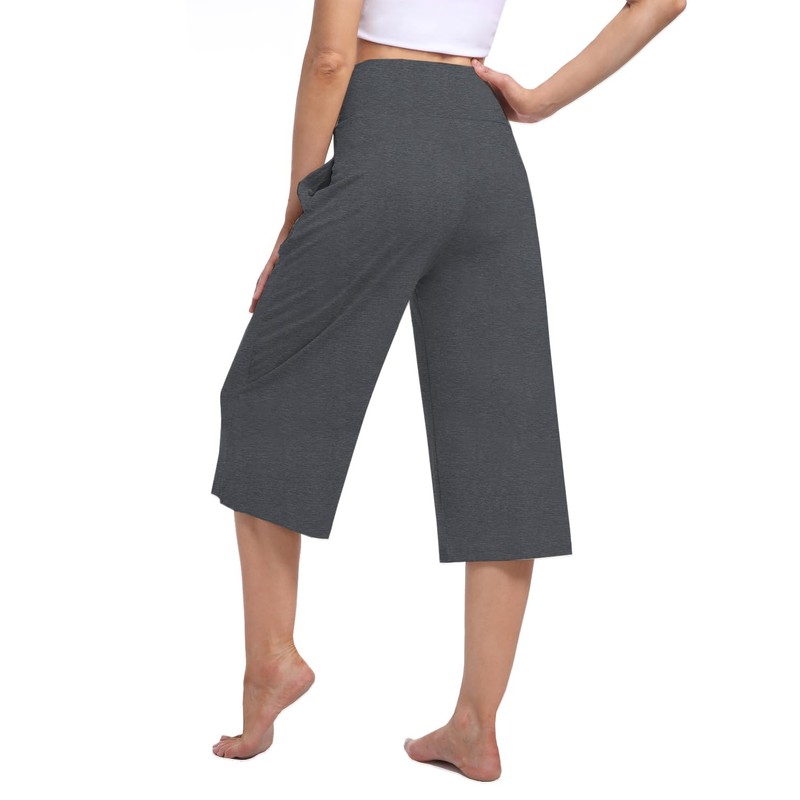Kivdol 3 Pack Womens Wide Leg Yoga Capris Crossover High