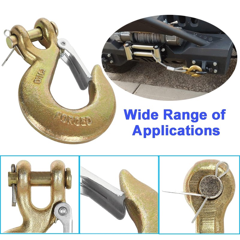 Yision 4pcs Clevis Slip Hook 3/8 Inch with Safety Latch,