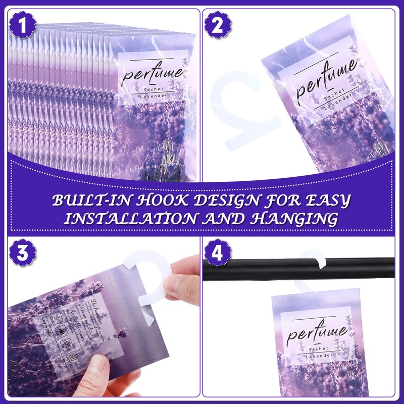 Loopeer 24 Pcs Lavender Large Hanging Closet Deodorizer Air Freshener