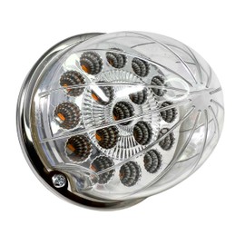 2PCS 17 LED Amber Dual Function Watermelon Lights Clear Lens with Stainless Steel Bezel Stop Turn Signal Marker Lights Freightliner Peterbilt Trailer Fender Heavy Duty Trucks IP67 3 Wire High Low