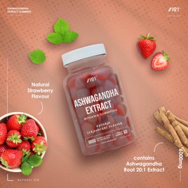Ashwagandha Gummies 6000mg - 60 Gummies (V) - High Strength Ashwagandha Root Extract Supplement - Natural Strawberry Flavour - Not Ashwagandha Capsules or Tablets - by Alpha01