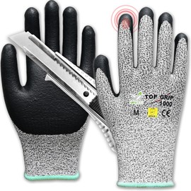 HANWOO TopGrip 1000 Cut-Resistant Gloves, Diamond Coated HPPE, NBR Palm Coating, 13-Gauge Thickness, EN388 4X43D, Sizes S-2XL, Ideal for Glass, Metal, Construction, and Landscaping (XL 1 pair)