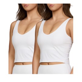 PURE CHAMP 2pk Sports Bras for Women Medium Support Crop Tops Tank Top for Women Camisole Cami Workout Tops Removable Padding (Set 3 Size Medium)