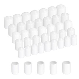sourcing map 100pcs Round Rubber End Caps Protective Caps 8mm 9mm 10mm 11mm 12mm White Screw Thread Protectors