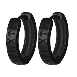 OIDEA Men's Viking Rune Earrings: Black Hoop Earrings Norwegian 12 mm Huggie Hoop Earrings Made of 316L Stainless Steel Viking Jewellery Gift for Men