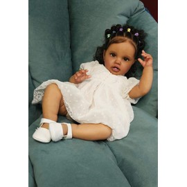 Anano Cute Reborn Baby Dolls Black 24 inches Newborn Doll Soft Body Real Life Toddler Reborn Baby Lottie That Look Real for Kids Ages 3+