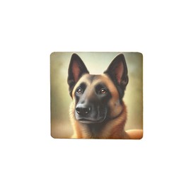 Wooden Fridge Magnet of Belgian Malinois Dog Face, Realistic Design for Dog Lovers (mag-kf25-274)