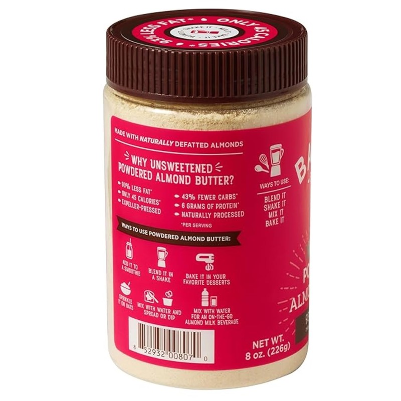 Barney Butter Powdered Almond Butter, Unsweetened, 8 Ounce Jar, No