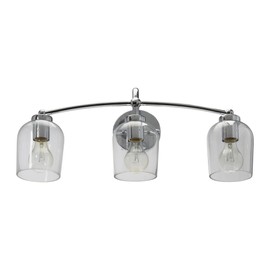 Robert Stevenson Lighting Adrian - Metal and Clear Glass 3-Light Vanity Light, Chrome