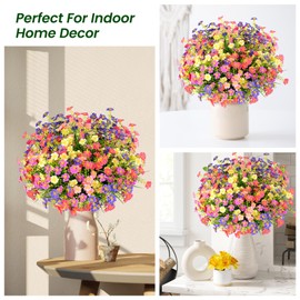 trytuny 10 PCS Artificial Plants Outdoor,Artificial Flowers UV Resistant Fake Flowers,Fake Plastic Faux Flowers for Porch Window Box Home Garden Decor