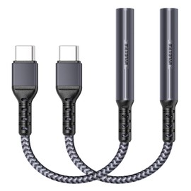 USB Type C Headphone Adapter, Maxonar Upgraded USB C to 3.5 mm Jack Dongle Digital to Analog Aux Audio Converter for Galaxy S22/S22+/S21 S20 Note 20 10 S10 S9 Pad Pro Pixel 5, Pad Mini 6-Grey