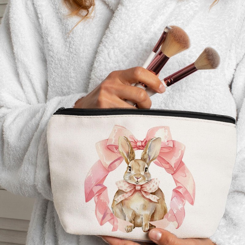 Coquette Pink Bow Bunny Makeup Bag, Coquette Girl Gift, pink06,