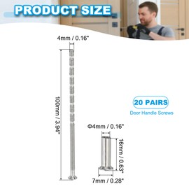 PATIKIL Cabinet Handle Screws M4 x 100, Set of 20 Snap Off Screws Drawer Screw Phillips Drive Countersunk Screws with Sleeve for Door Handle Lever