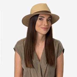 Stetson Twotone Toyo Traveller Viscose Hat, Summer Hat, Sun Hat, Beach Hat, Traveller Hat, Women's/Men, Spring/Summer, Natural brown