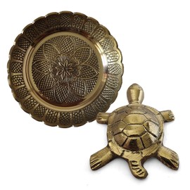 GURU JEE Fengshui - Figura de tortuga de latón Kachua en placa de metal con estatua de Vastu, ídolo (mediano)