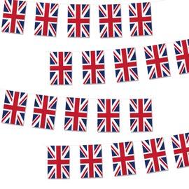 United Kingdom UK Flags Small Mini Hanging Flags Pennant Banner Decorations for Schools,National Sports Events, Grand Opening,Patriotic Festival, Party, 20Ft 20 PCS