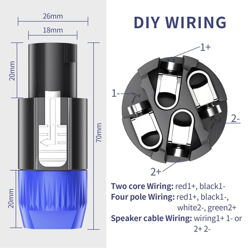 GCTBL 10 Pack 4 Pole Speakon Cable Adapter Plug Twist