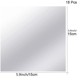 Zodazoqa 16 Pack Flexible Self Adhesive Mirror Tiles, 15x15cm, Flexible Plastic, 0.2MM Thick Acrylic, Frameless Small Mirror for Home Bathroom, Bedroom, Door etc Decoration