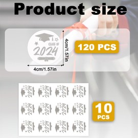 120pcs Graduation Stickers 2024, 1.57 Inch Diameter Graduation Vinyl Stickers Class of 2024 Stickers Graduation Sticker Labels Graduation Season Stickers for Graduation Party Supplies (Transparent)