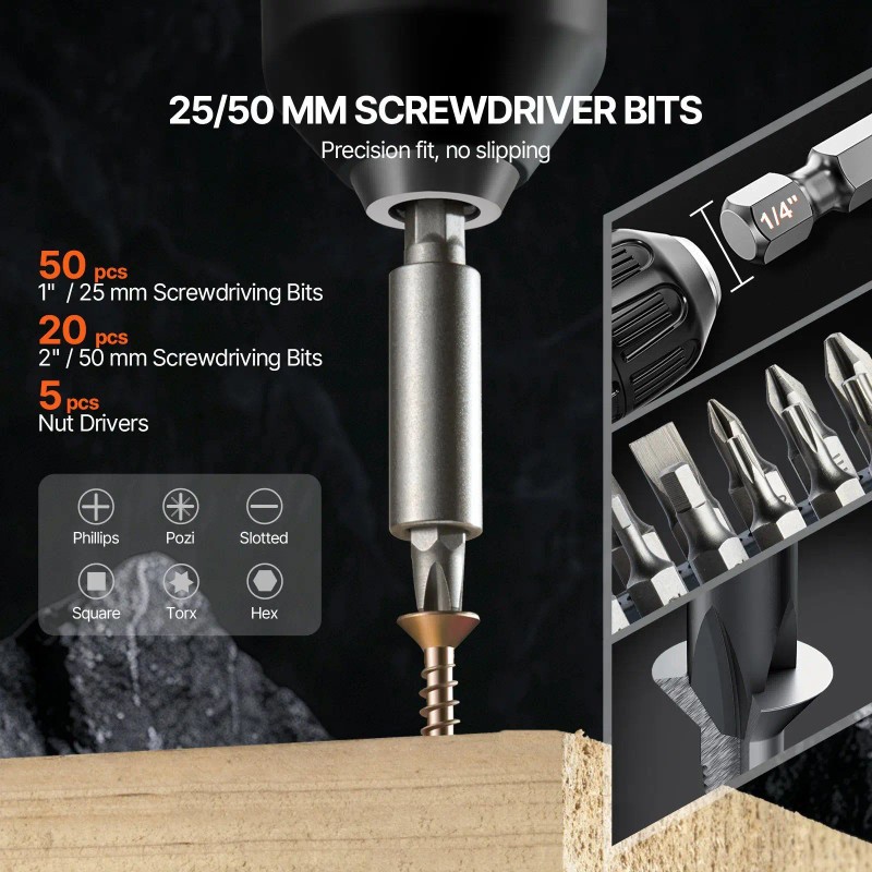 101-Piece Multipurpose Drill and Driver Bit Set Screwdriver Bit Set