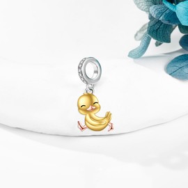 URONE Duck Charms Beads Fits Charms Bracelets for Women 925 Sterling Silver Duck Dangle Pendant Bead Jewelry Gifts for Women Bracelet&Necklace