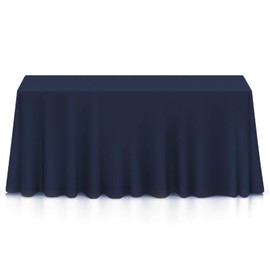 Lann's Linens - 90" x 132" Premium Tablecloth for Wedding/Banquet/Restaurant - Rectangular Polyester Fabric Table Cloth - Navy Blue
