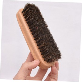 Baluue Professional Horsehair Shoe Brush with Hardwood Handle for Buffing Polishing Large Brush for Boots Shoes Burlywood Color for