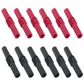 ZZLZX 12PCS Female to Female Banana Plug Insulated Plug Connector Red Black Adapter Extension 4mm for Banana Plug Extension Coupler for Multimeter Speaker Hi Fi
