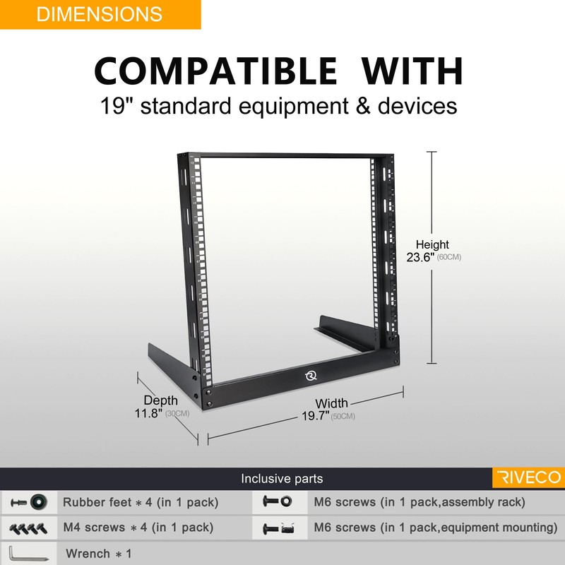 RIVECO 12U Desktop Rack for Audio & Network Devices 19