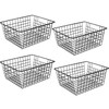 14" Upright Freezer Storage Baskets, Black Wire Storage Bins Large