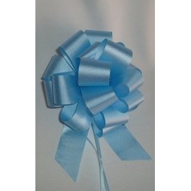 IGC 50 Pull String Bows - Gift Wrap Packaging - 5" 20 Loops - 1 1/4" - Light Blue - Wholesale Lot - Holiday Present Packaging
