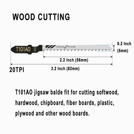 60Pack T101AO T-Shank Jigsaw Blades - 3.2 Inch 20 TPI Contractor Jig Saw Blades Set Made with High Speed Carbon Steel Curved Fine Finish Cutting Wood Boards PVC Plastic(60Pcs-T101AO for Wood&Plastic)