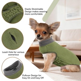 Queenmore Dog Sweater, Soft Fleece Vest Pullover Dog Jacket with Elastic Stretchable, Warm Winter Dogs Coats Cold Weather Doggy Dachshund Sweaters for Small Dogs Cats Boy or Girl (Green, XL)