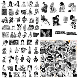UdacA Stickers Black and White Graffiti Decals, Pack of 70 Vinyl Waterproof Stickers for Car, Skateboard, Travel Suitcase, Laptop, Sticker Anime Characters
