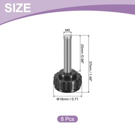 sourcing map 8Pcs M5 x 25mm Knurled Clamping Knob, 304 Stainless Steel Thumb Screw Clamping Knob Round Hand Threaded Hand Bolt Stud Knob 18mm Dia for Machinery