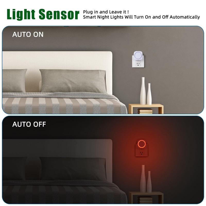 WEEKUU LED Night Lights Plug into Wall, Indirect Soft Dimmable