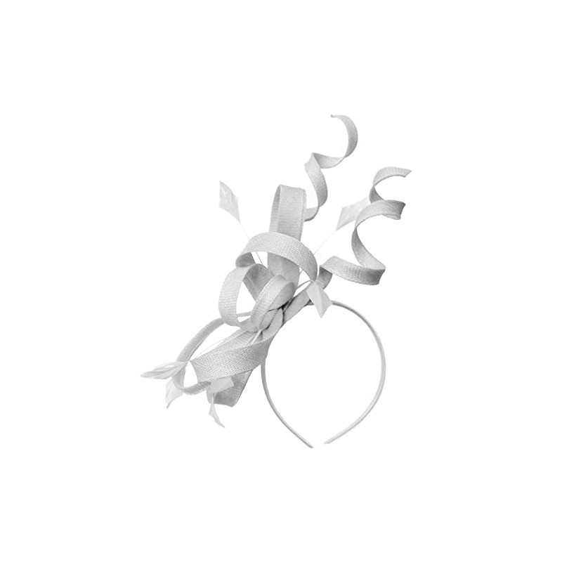 Swirl Loop Sinamay Headband Fascinator for Women Wedding Ascot Races[White]