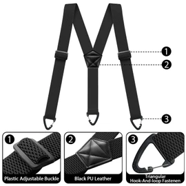 Mens Suspenders Hidden Suspenders for Men Heavy Duty Adjustable Elastic Braces Under Clothing with 3 Snap Loop for Jeans Pants 1.6 Inch Black