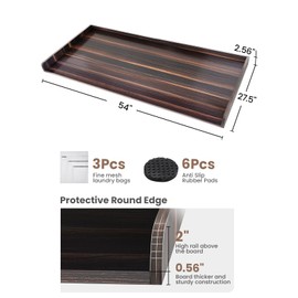 Toemics Washer Dryer Countertop, 27.5" x 54" Laundry Room Organization Shelf with Edge Rails for Washer and Dryer, Durable Melamine Finish, Non-Slip Pads, and 3 Laundry Bags, Eucalyptus