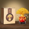 Yellow Quartz Crystal Money Tree Double Golden Toads Bonsai Style