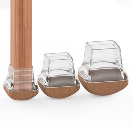 Wood Furniture Leg Feet Cup Chair Leg Floor Protectors for Hardwood Floors with Felt Pads Covers to Protect Wood Furniture Leg Feet Cup Silicone Caps 24pcs Chair Feet Protector Square Clear 1.25 inch