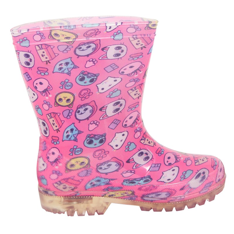 Gabby's Dollhouse Girls Light Up Wellington Boots UK 7 Child