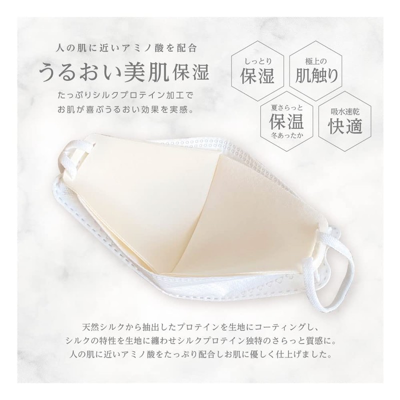 MA-38 IKplus お肌まもりマスク 立体不織布マスク用 シルクプロテイン加工 インナーマスク(オフホワイト)